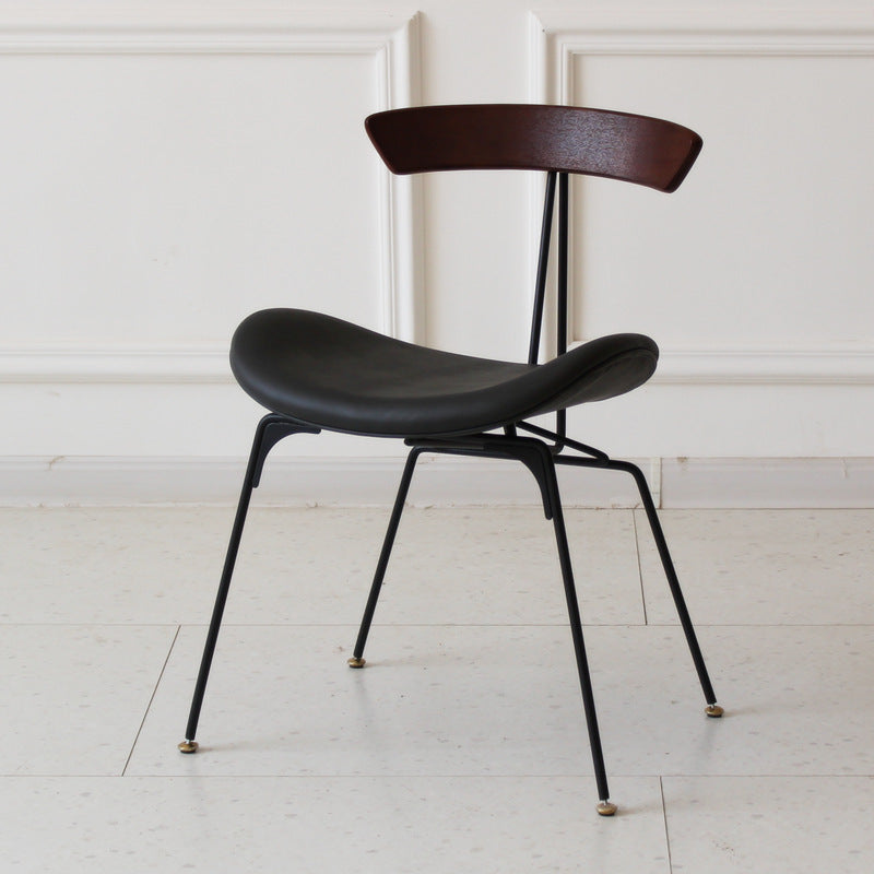 Chaise de salle à manger contemporaine en fourmi industrielle, bois, armature en cuir, tissu, éponge avec dossier pour salle à manger 