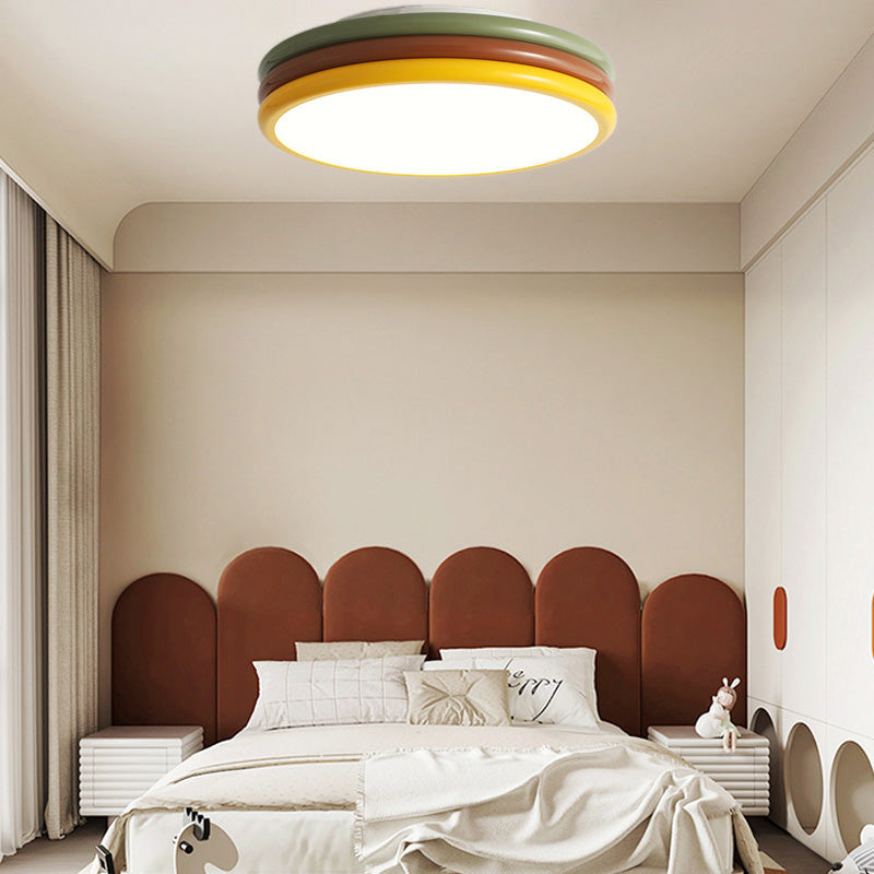 Zeitgenössische kreative Eisen Acryl Runde Hamburger LED Unterputz Deckenleuchte für Schlafzimmer 