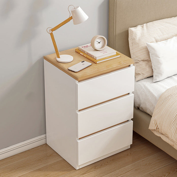 Modern Minimalist Rectangular MDF Nightstand 2/3 Drawer For Bedroom
