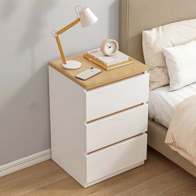 Mesita de noche rectangular minimalista moderna con panel de densidad de 2/3 cajones para el dormitorio 