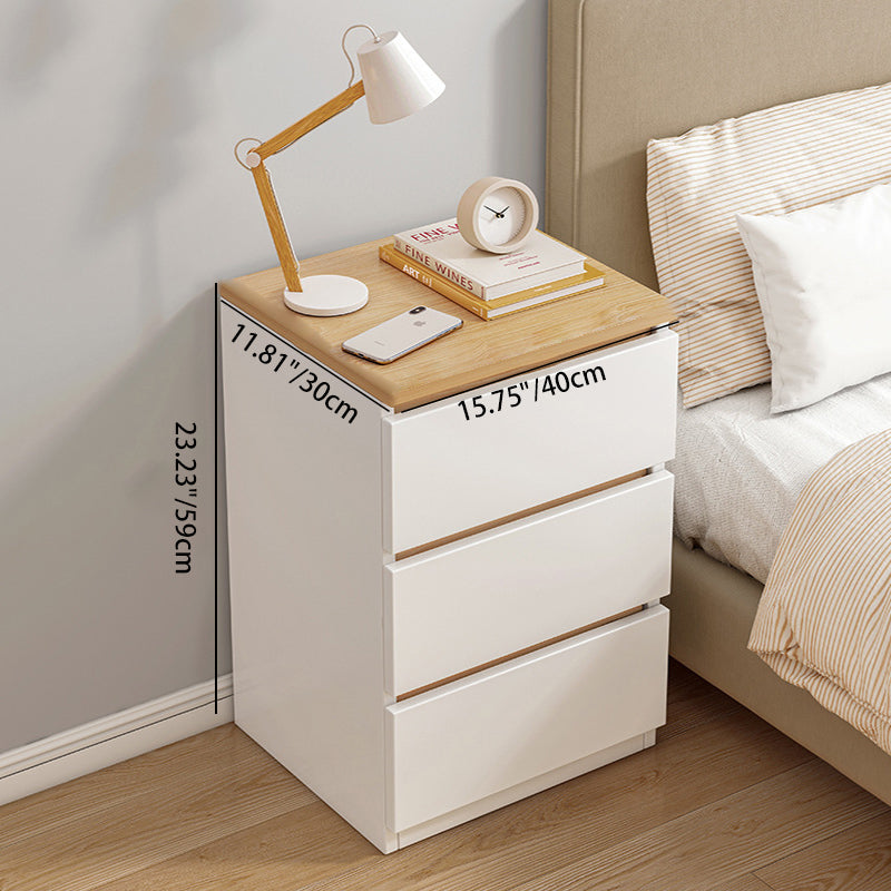 Modern Minimalist Rectangular MDF Nightstand 2/3 Drawer For Bedroom