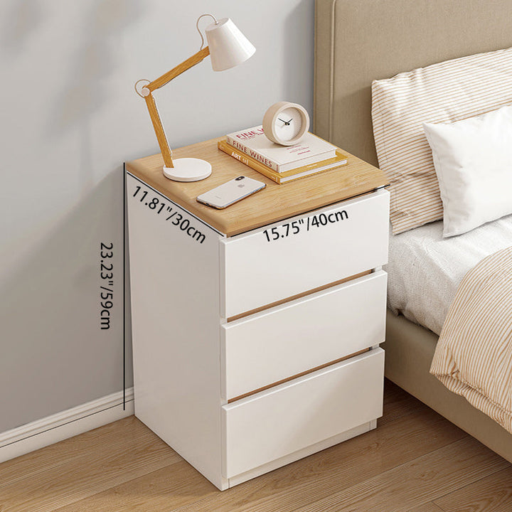 Modern Minimalist Rectangular MDF Nightstand 2/3 Drawer For Bedroom