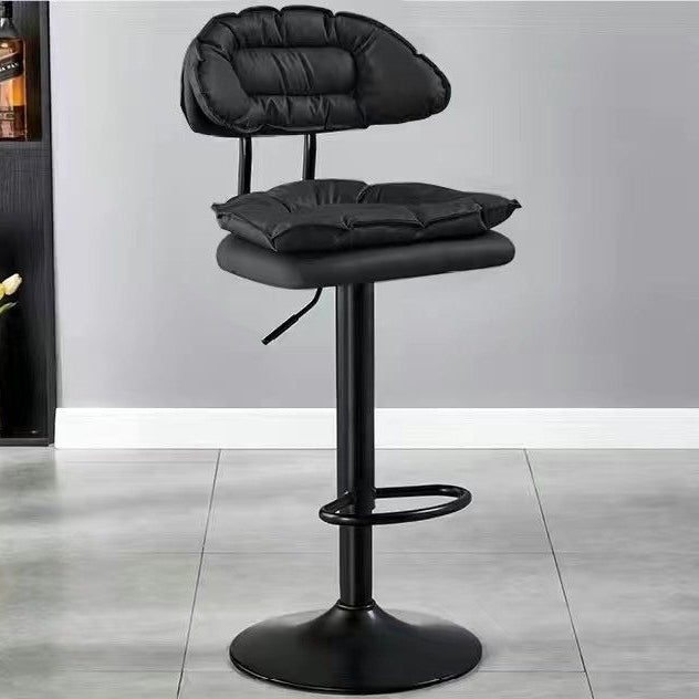 Modern Simplicity Microfiber Leather Iron SGS Sponge Semicircular Counter Stool Backrest Footrest For Kitchen