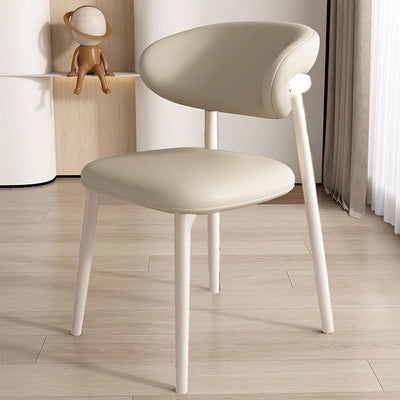 Moderna silla de comedor sin brazos de cuero nappa cuadrado nórdico contemporáneo con marco de metal para comedor 
