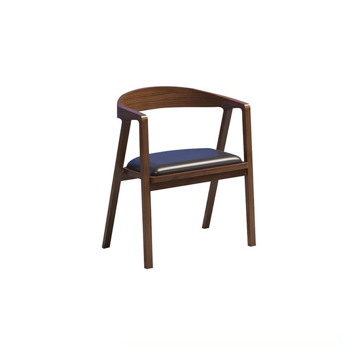 Silla de comedor con respaldo y reposabrazos en arco cuadrado de madera, cuero PU y esponja de simplicidad moderna para comedor 