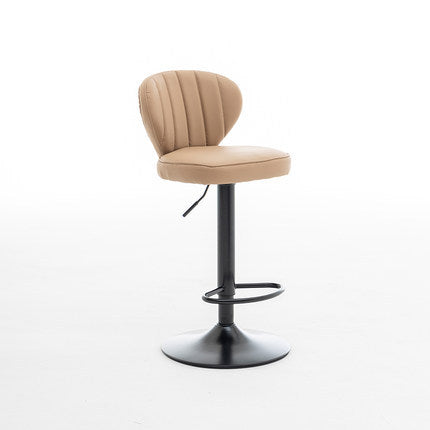 Tabouret de bar carré moderne minimaliste en cuir avec dossier et repose-pieds pour salle à manger 
