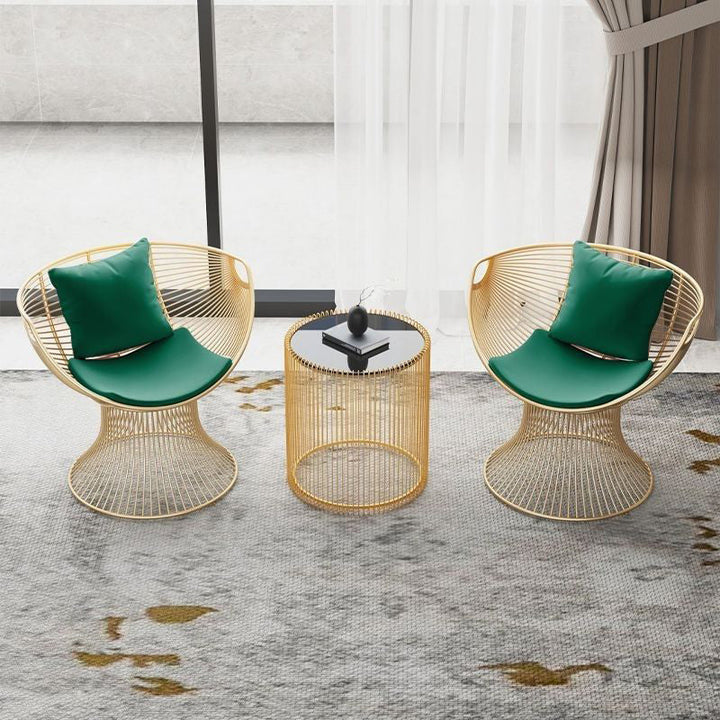 Modern Luxury Oval Curved Upholstered Iron Velvet Chair For Living Room
