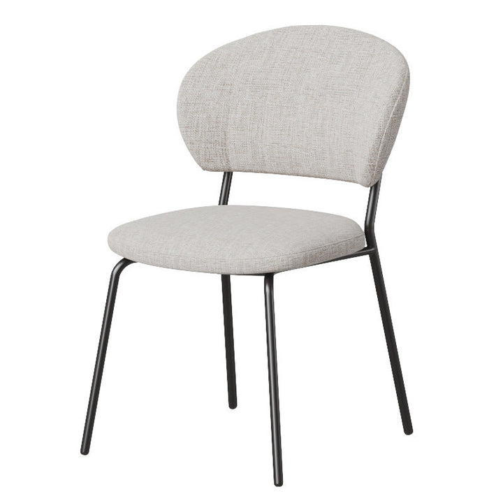 Chaise de salle à manger contemporaine nordique ronde en lin de coton rembourré dossier pour salle à manger 