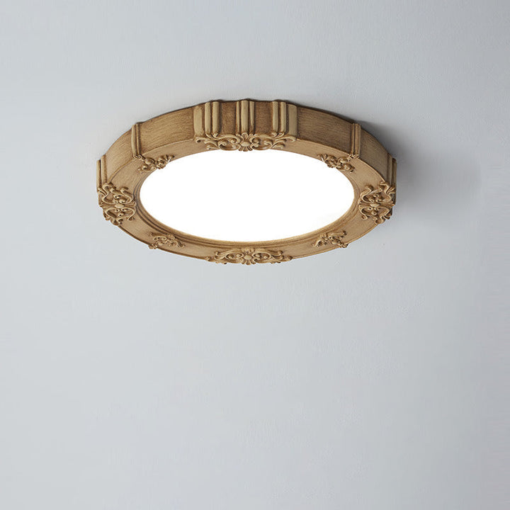 Luz de techo LED empotrada moderna minimalista con patrón redondo de hierro, resina y acrílico para dormitorio 