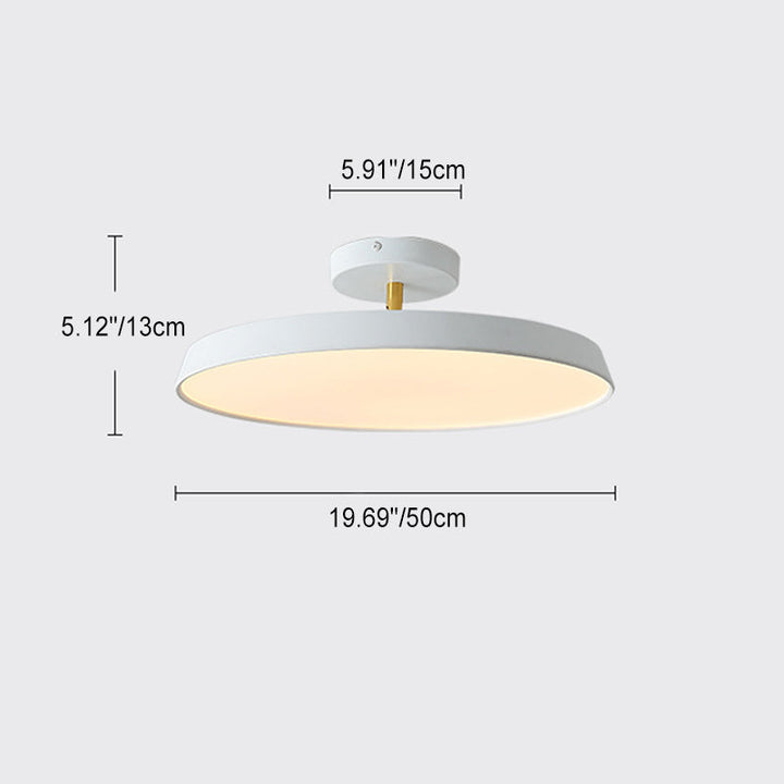 Moderne minimalistische runde Hardware Acryl LED Semi-Flush Mount Deckenleuchte für Wohnzimmer 
