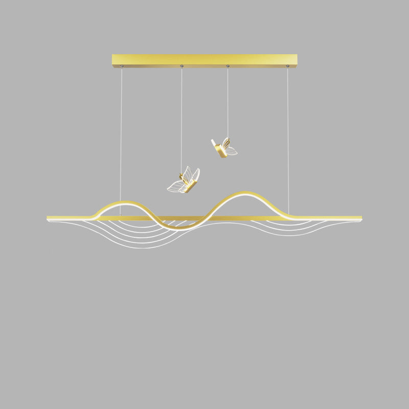 Moderne minimalistische lange Schmetterling Silikon Hardware Acryl LED Insel Licht Kronleuchter für Wohnzimmer 