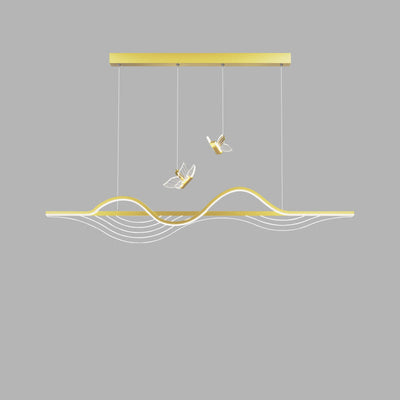 Moderne minimalistische lange Schmetterling Silikon Hardware Acryl LED Insel Licht Kronleuchter für Wohnzimmer 