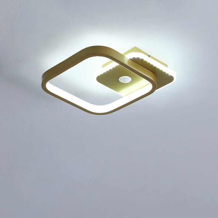 Plafonnier LED en fer aluminium PVC à montage affleurant rhombique rond minimaliste moderne pour salon 