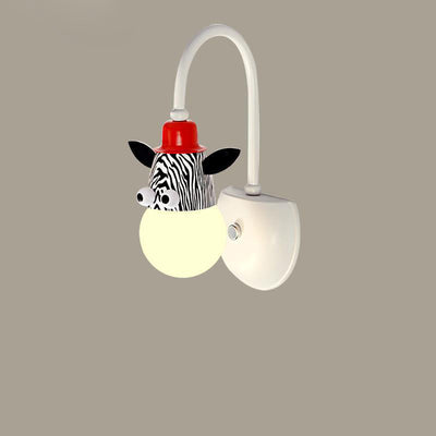 Lámpara de aplique de pared LED de hierro con vidrio redondo y diseño de criatura creativa contemporánea para dormitorio 