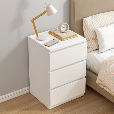 Mesita de noche rectangular minimalista moderna con panel de densidad de 2/3 cajones para el dormitorio 