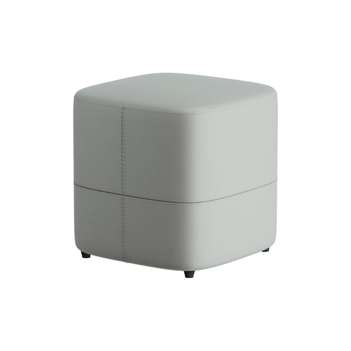 Moderner minimalistischer quadratischer Hocker aus Mikrofaserleder und Massivholz, rücken- und armlehnenlos, für das Wohnzimmer 
