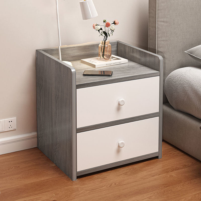 Table de chevet rectangulaire minimaliste moderne en panneau de densité avec 1/2/3 tiroirs pour chambre à coucher 