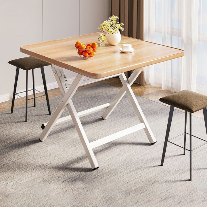 Modern Simple Square Density Plate Steel Pipe Dining Table For 4 Seats