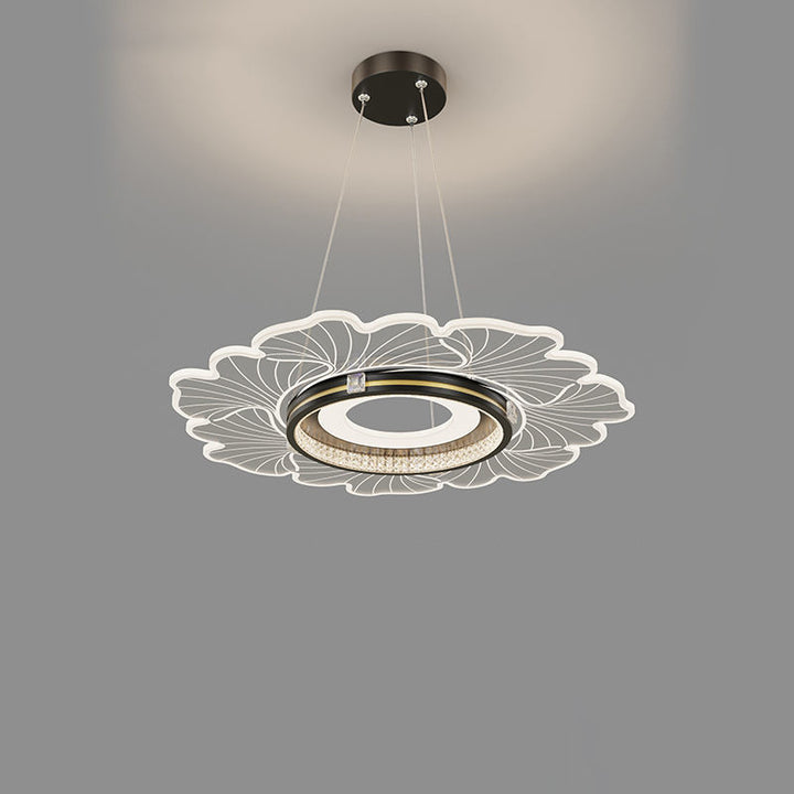 Lustre LED contemporain en acrylique cristal de luxe avec abat-jour en forme de fleur pour chambre 