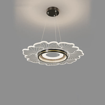Lustre LED contemporain en acrylique cristal de luxe avec abat-jour en forme de fleur pour chambre 