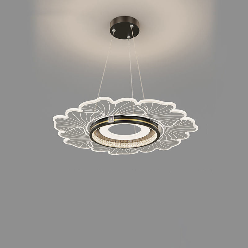 Lustre LED contemporain en acrylique cristal de luxe avec abat-jour en forme de fleur pour chambre 