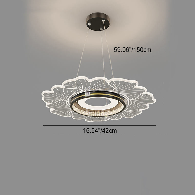 Lustre LED contemporain en acrylique cristal de luxe avec abat-jour en forme de fleur pour chambre 