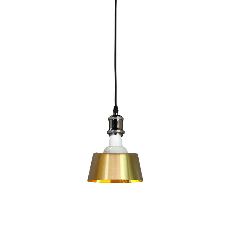 Zeitgenössische industrielle runde trapezförmige Aluminium PP 1-Licht Pendelleuchte für Esszimmer 