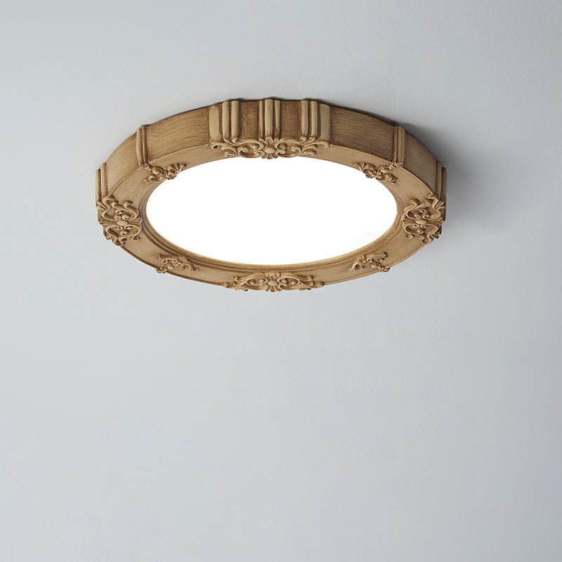 Luz de techo LED empotrada moderna minimalista con patrón redondo de hierro, resina y acrílico para dormitorio 