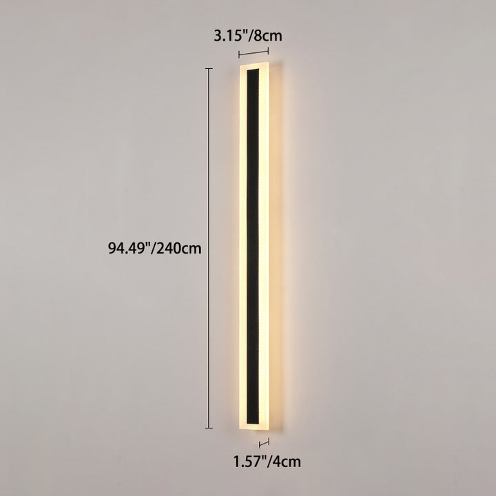 Modern Minimalist Long Rectangular Aluminum Acrylic LED Wall Sconce Lamp For Garden