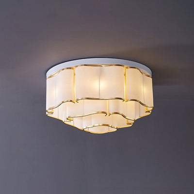Traditionelle chinesische Eisen Stoff Runde Wolke 5/6/7/9/12/13 Licht Unterputz Deckenleuchte für Schlafzimmer 