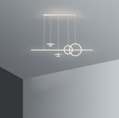 Moderne minimalistische Streifen Kegel Kreis Eisen Acryl LED Kronleuchter Insel Licht für Esszimmer 