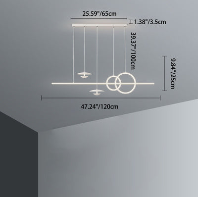 Moderne minimalistische Streifen Kegel Kreis Eisen Acryl LED Kronleuchter Insel Licht für Esszimmer 