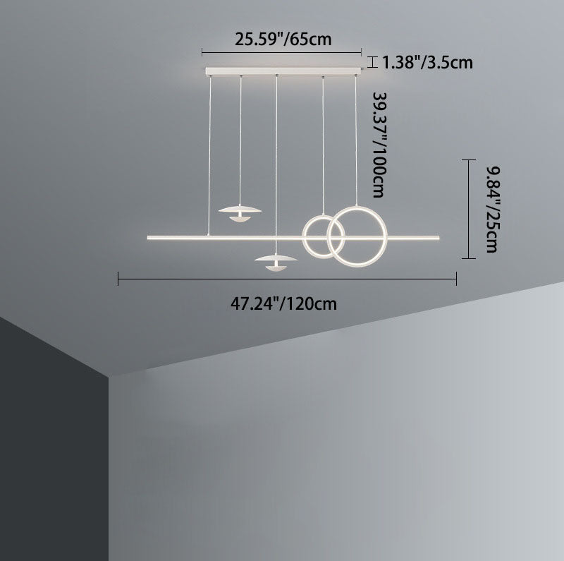 Moderne minimalistische Streifen Kegel Kreis Eisen Acryl LED Kronleuchter Insel Licht für Esszimmer 