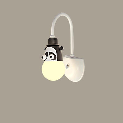 Lámpara de aplique de pared LED de hierro con vidrio redondo y diseño de criatura creativa contemporánea para dormitorio 