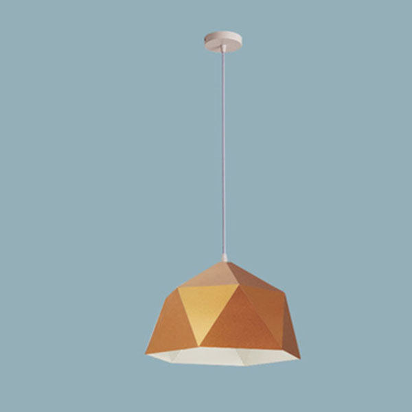 Lámpara colgante geométrica de hierro en forma de rombo con 1 luz de macarrón moderno 