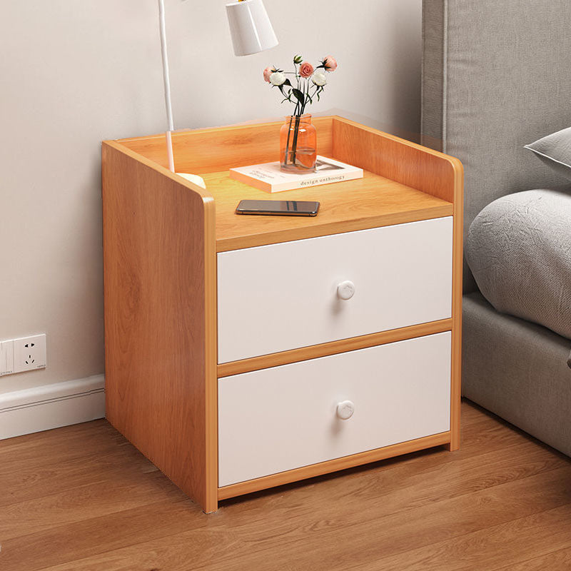 Table de chevet rectangulaire minimaliste moderne en panneau de densité avec 1/2/3 tiroirs pour chambre à coucher 