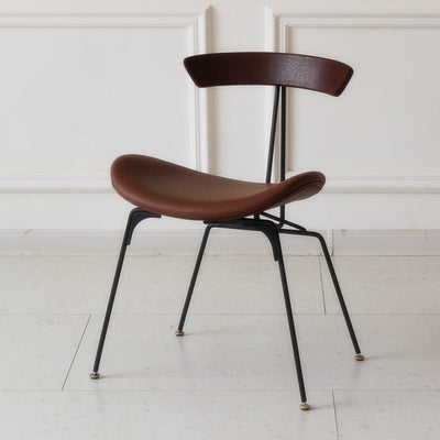 Chaise de salle à manger contemporaine en fourmi industrielle, bois, armature en cuir, tissu, éponge avec dossier pour salle à manger 