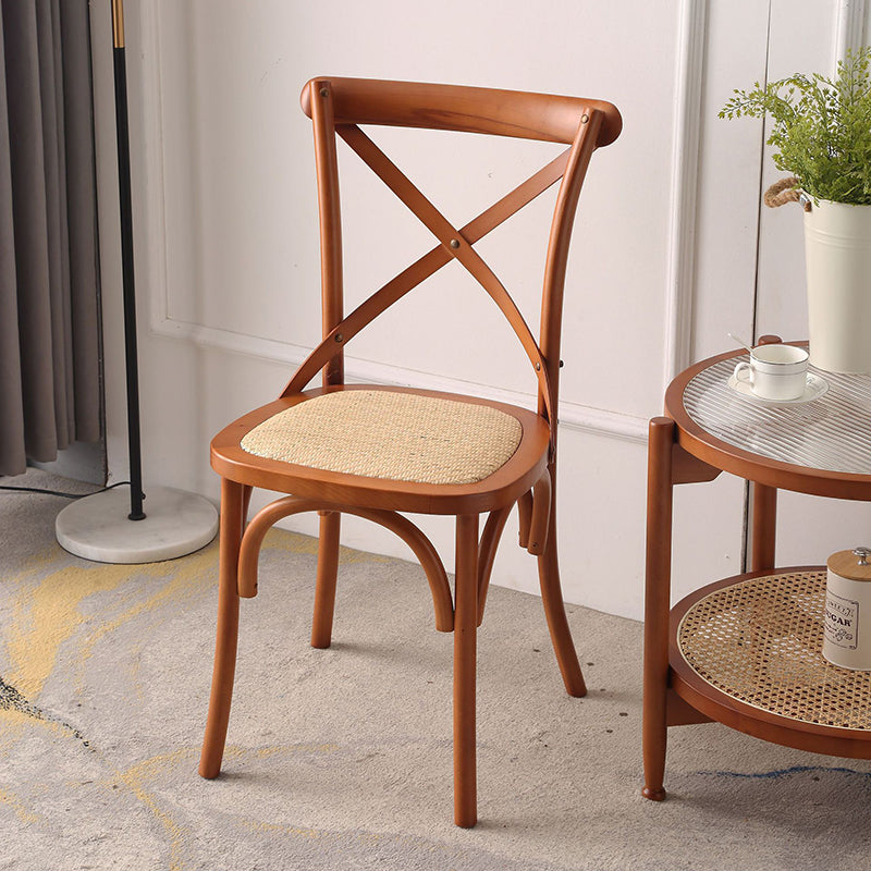 Dossier de chaise de salle à manger en rotin tissé rustique traditionnel en bois éponge rond rectangulaire 