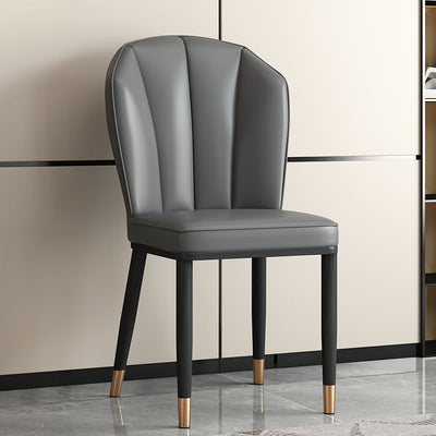 Chaise de salle à manger avec dossier en cuir moderne de luxe en acier au carbone et éponge, coque carrée pour salle à manger 