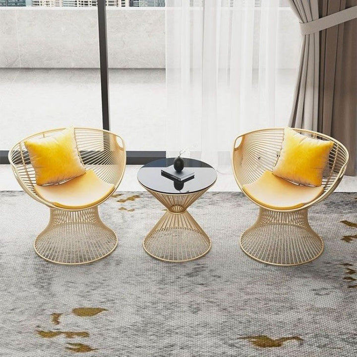 Modern Luxury Oval Curved Upholstered Iron Velvet Chair For Living Room