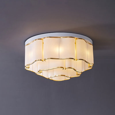 Traditionelle chinesische Eisen Stoff Runde Wolke 5/6/7/9/12/13 Licht Unterputz Deckenleuchte für Schlafzimmer 