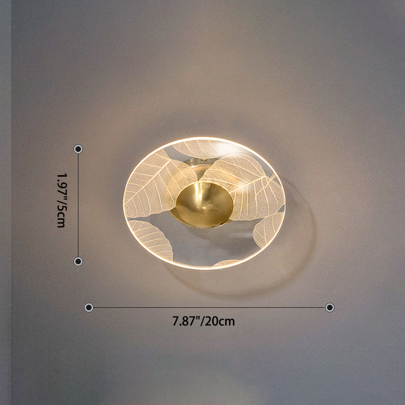 Contemporary Luxury Geometric Circular Vertical Grain Acrylic LED Semi-Flush Mount Ceiling Light For Living Room