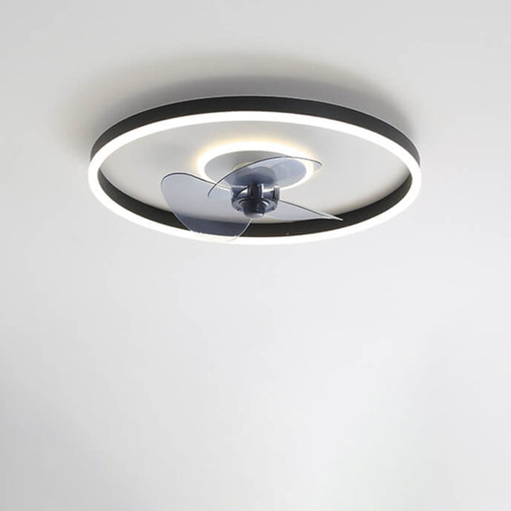 Contemporary Nordic Round Iron Silicone Aluminum Invisible LED Flush Mount Ceiling Fan Light For Living Room &amp; Bedroom