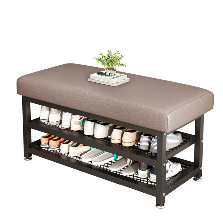 Modern Luxury Rectangle Synthetic Fabric Carbon Steel Shoe Storage 2-Shelf For Entryways
