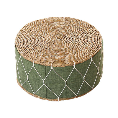 Contemporary Creative Round Cattail Fabric Low Stool For Living Room