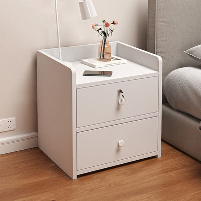 Table de chevet rectangulaire minimaliste moderne en panneau de densité avec 1/2/3 tiroirs pour chambre à coucher 