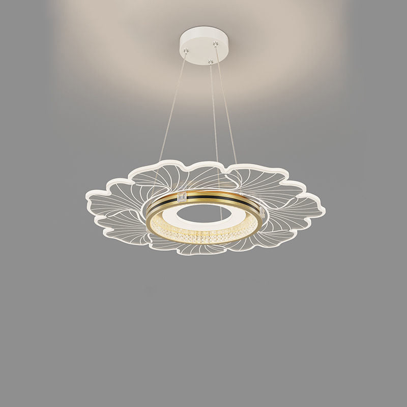 Lustre LED contemporain en acrylique cristal de luxe avec abat-jour en forme de fleur pour chambre 