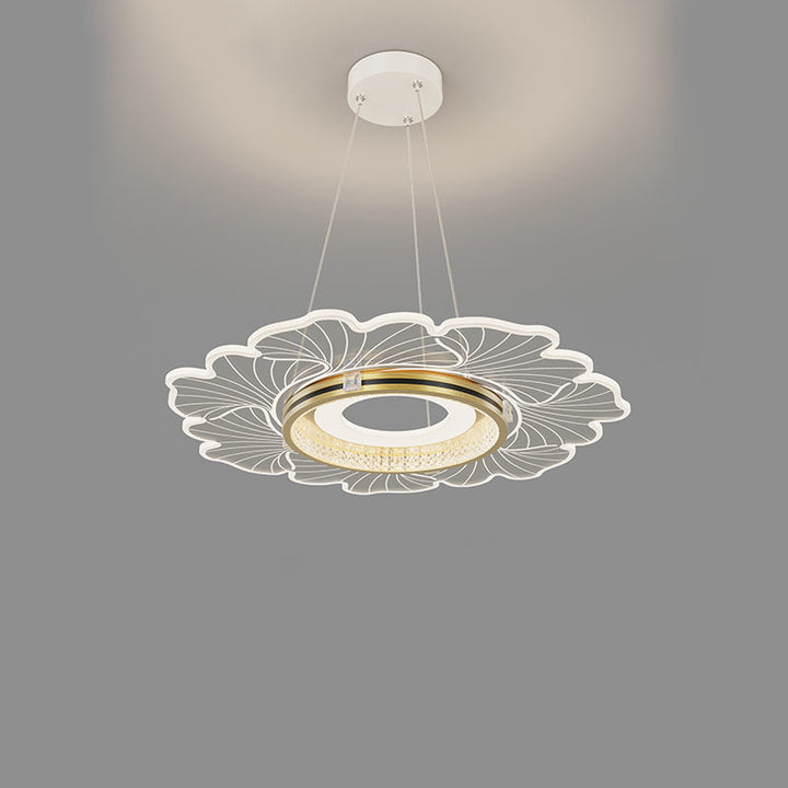 Lustre LED contemporain en acrylique cristal de luxe avec abat-jour en forme de fleur pour chambre 