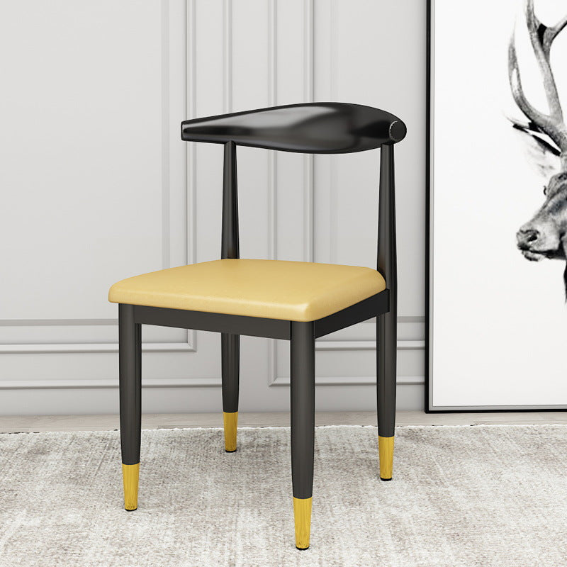 Dossier de chaise de salle à manger en cuir PU carré de luxe contemporain pour salle à manger 