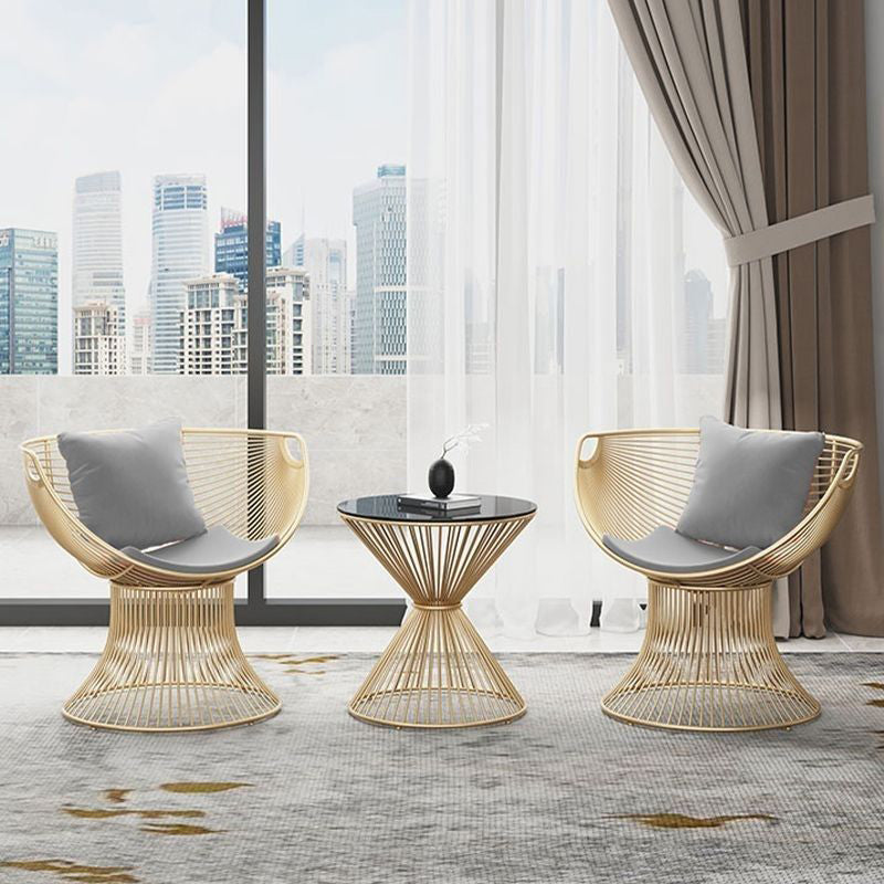 Modern Luxury Oval Curved Upholstered Iron Velvet Chair For Living Room